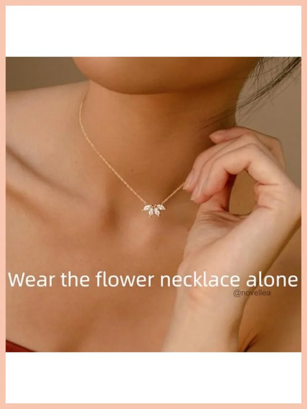 Layered Necklace Set 14k Gold Plated CZ Pendant Dainty Flower Jewelry Gift